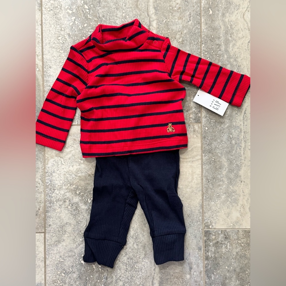 Baby GAP Red and Navy Striped Baby Matching Set